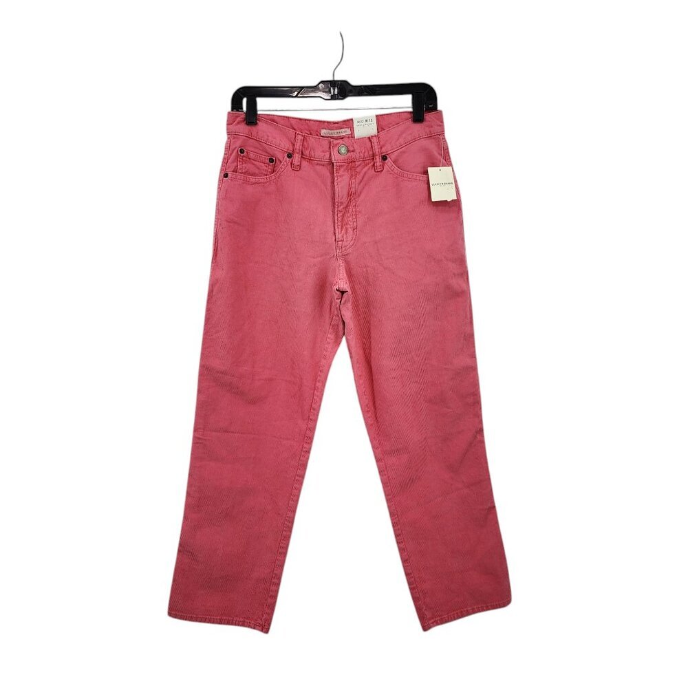 Lucky Brand Women's Mid Rise Crop Straight Corduroy Pants Pink Sz 29